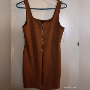 Popular Basics Tan Dress with Zipper